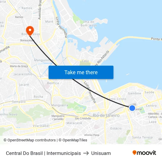 Central Do Brasil | Intermunicipais to Unisuam map