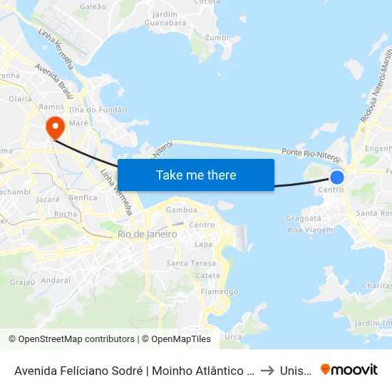 Avenida Felíciano Sodré | Moinho Atlântico / Porto De Niterói to Unisuam map