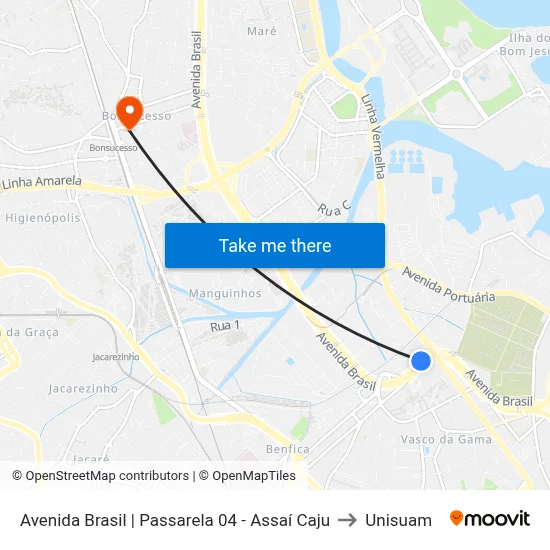 Avenida Brasil | Passarela 04 - Assaí Caju to Unisuam map