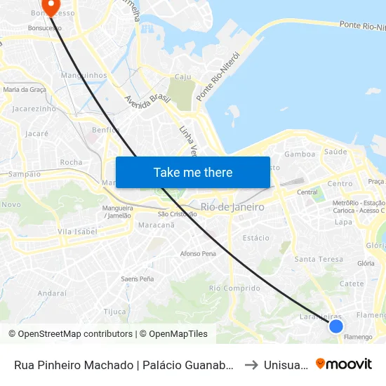Rua Pinheiro Machado | Palácio Guanabara to Unisuam map