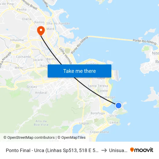 Ponto Final - Urca (Linhas Sp513, 518 E 519) to Unisuam map