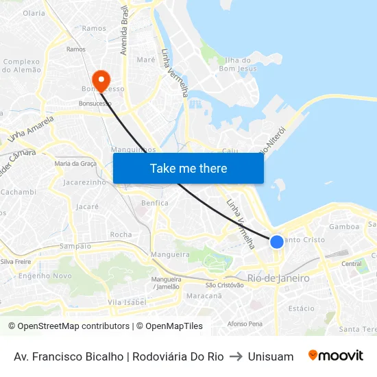 Av. Francisco Bicalho | Rodoviária Do Rio to Unisuam map