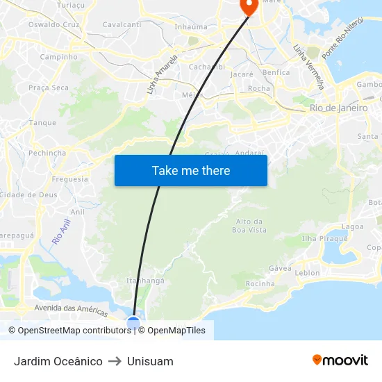Jardim Oceânico to Unisuam map
