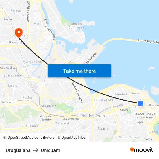 Uruguaiana to Unisuam map