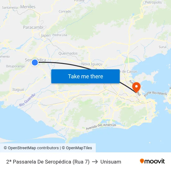 2ª Passarela De Seropédica (Rua 7) to Unisuam map