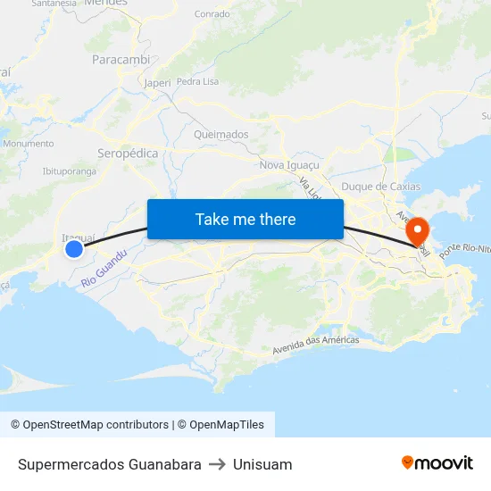 Supermercados Guanabara to Unisuam map