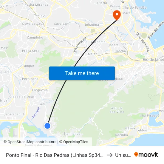 Ponto Final  - Rio Das Pedras (Linhas Sp343 E Sp766) to Unisuam map