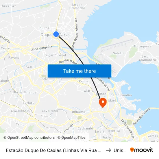 Estação Duque De Caxias (Linhas Via Rua Marechal Deodoro) to Unisuam map