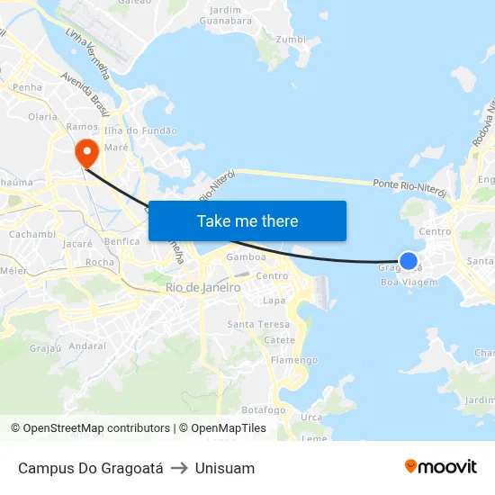 Campus Do Gragoatá to Unisuam map
