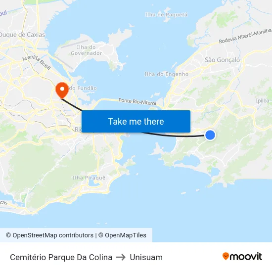 Cemitério Parque Da Colina to Unisuam map