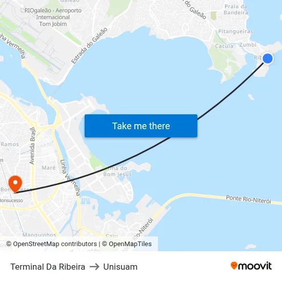 Terminal Da Ribeira to Unisuam map