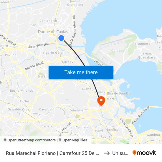 Rua Marechal Floriano | Carrefour 25 De Agosto to Unisuam map