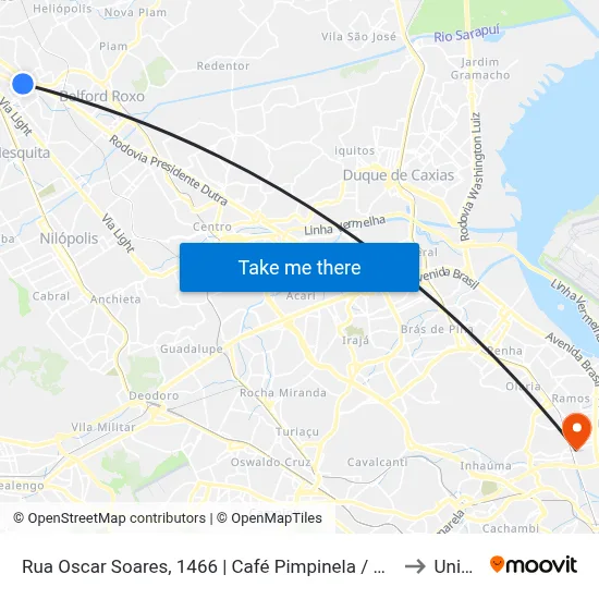 Rua Oscar Soares, 1466 | Café Pimpinela / Universidade Estácio De Sá to Unisuam map
