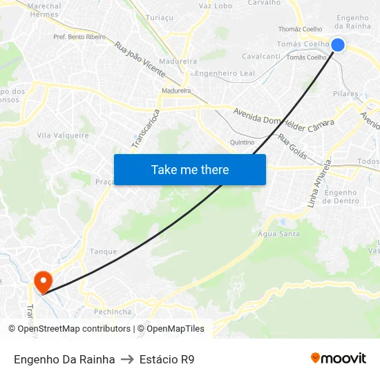 Engenho Da Rainha to Estácio R9 map
