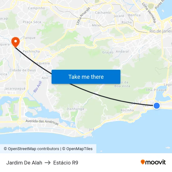 Jardim De Alah to Estácio R9 map