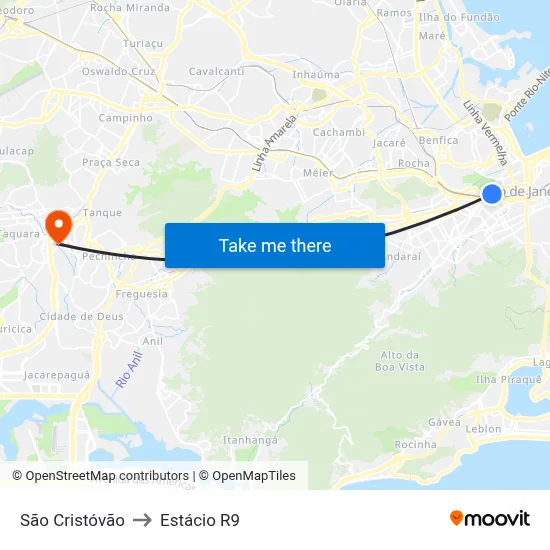 São Cristóvão to Estácio R9 map