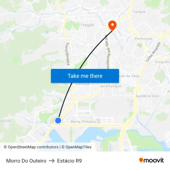 Morro Do Outeiro to Estácio R9 map