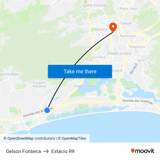 Gelson Fonseca to Estácio R9 map