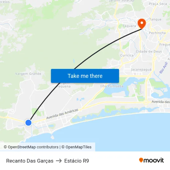 Recanto Das Garças to Estácio R9 map