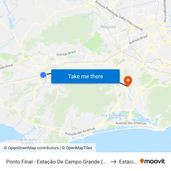 Ponto Final - Estação De Campo Grande (731, 790 E Sv790) to Estácio R9 map