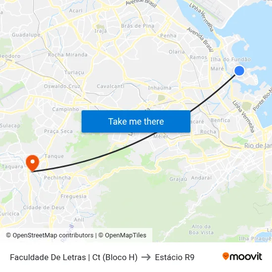 Faculdade De Letras | Ct (Bloco H) to Estácio R9 map