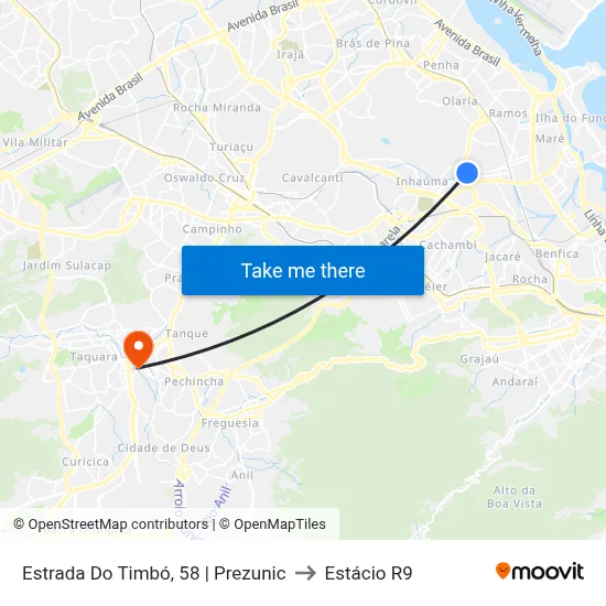 Estrada Do Timbó, 58 | Prezunic to Estácio R9 map