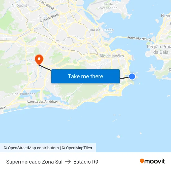 Supermercado Zona Sul to Estácio R9 map