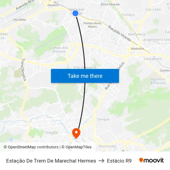 Estação De Trem De Marechal Hermes to Estácio R9 map