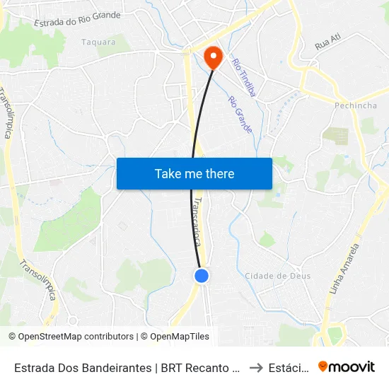 Estrada Dos Bandeirantes | BRT Recanto Das Palmeiras to Estácio R9 map