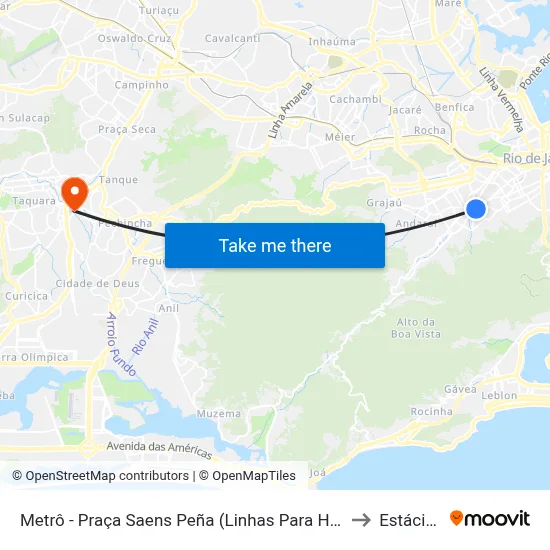 Metrô - Praça Saens Peña (Linhas Para Haddock Lobo) to Estácio R9 map