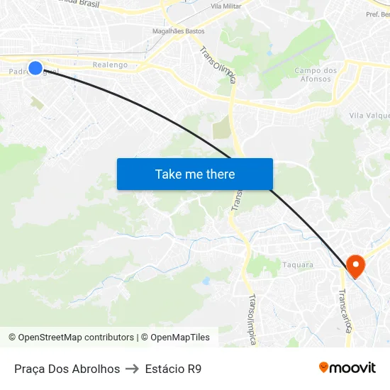 Praça Dos Abrolhos to Estácio R9 map