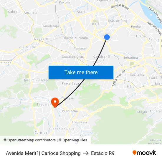 Avenida Merití | Carioca Shopping to Estácio R9 map