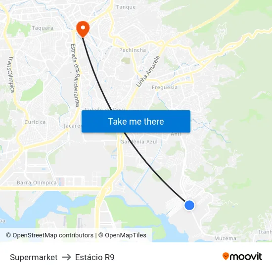 Supermarket to Estácio R9 map