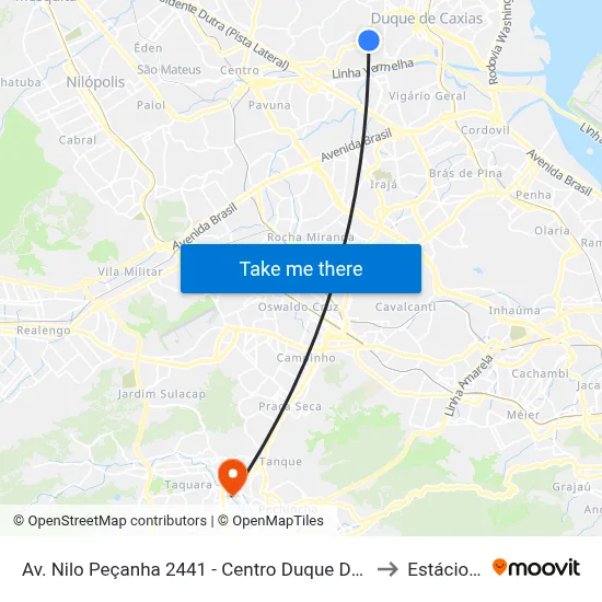 Av. Nilo Peçanha 2441 - Centro Duque De Caxias to Estácio R9 map