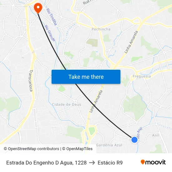 Estrada Do Engenho D Agua, 1228 to Estácio R9 map