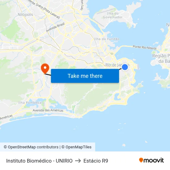 Instituto Biomédico - UNIRIO to Estácio R9 map