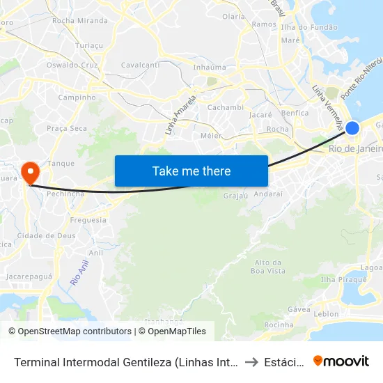 Terminal Intermodal Gentileza (Linhas Intermunicipais) to Estácio R9 map
