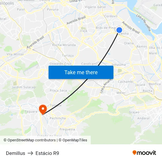 Demillus to Estácio R9 map