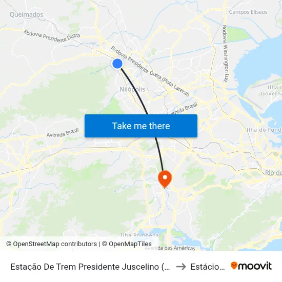 Estação De Trem Presidente Juscelino (Rampa) to Estácio R9 map