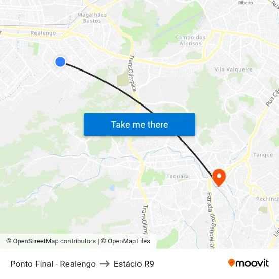 Ponto Final - Realengo to Estácio R9 map