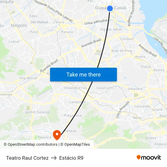Teatro Raul Cortez to Estácio R9 map