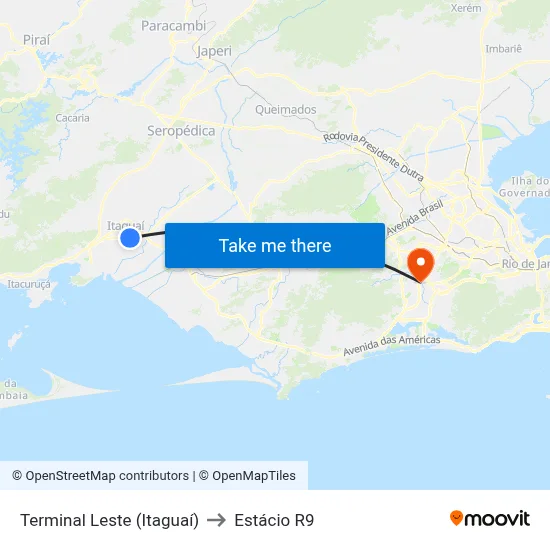 Terminal Leste (Itaguaí) to Estácio R9 map