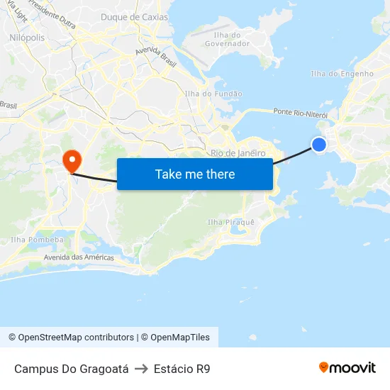 Campus Do Gragoatá to Estácio R9 map