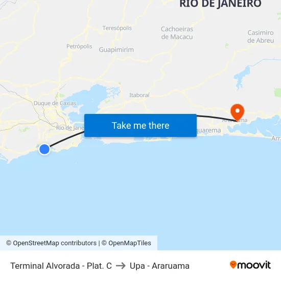 Terminal Alvorada - Plat. C to Upa - Araruama map