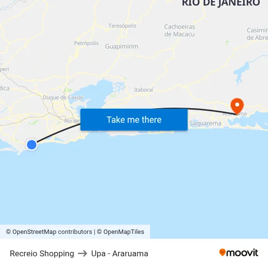 Recreio Shopping to Upa - Araruama map
