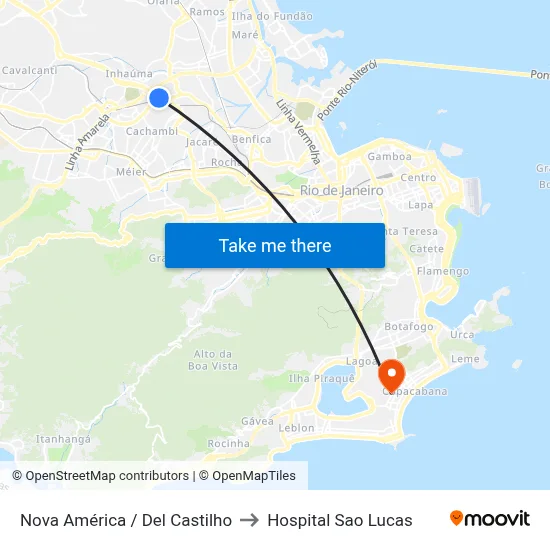 Nova América / Del Castilho to Hospital Sao Lucas map