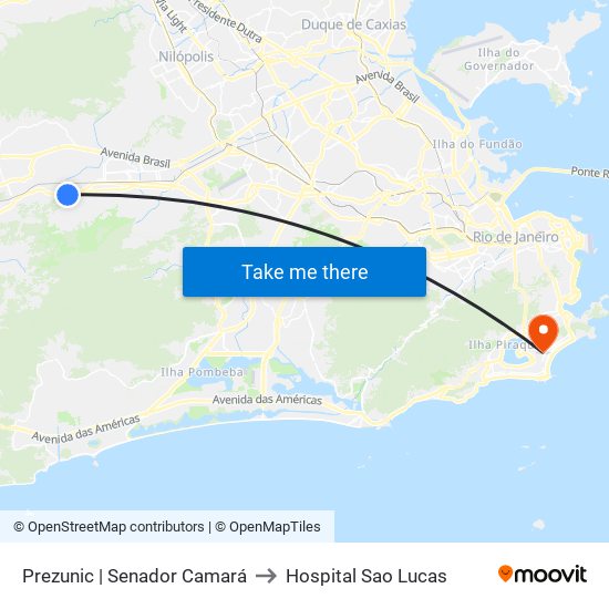 Prezunic | Senador Camará to Hospital Sao Lucas map