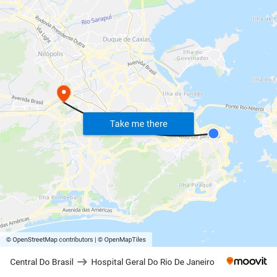 Central Do Brasil to Hospital Geral Do Rio De Janeiro map