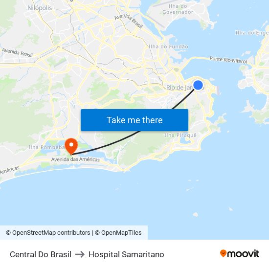 Central Do Brasil to Hospital Samaritano map