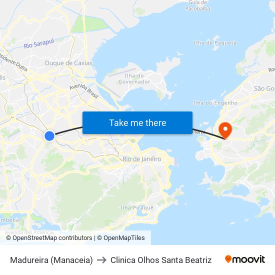 Madureira (Manaceia) to Clinica Olhos Santa Beatriz map